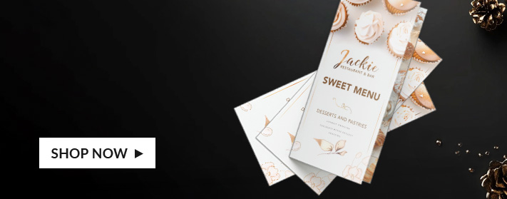 Elegant custom printed menu cards displayed on a table setting